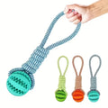Knotted cotton rope ends for tug play
