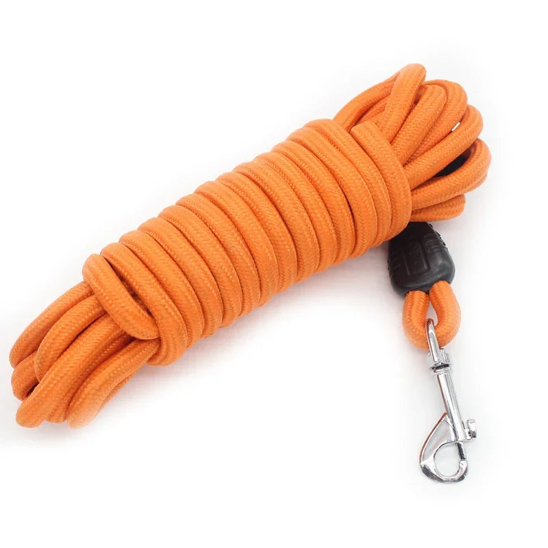 Orange long training leash with metal swivel clip
