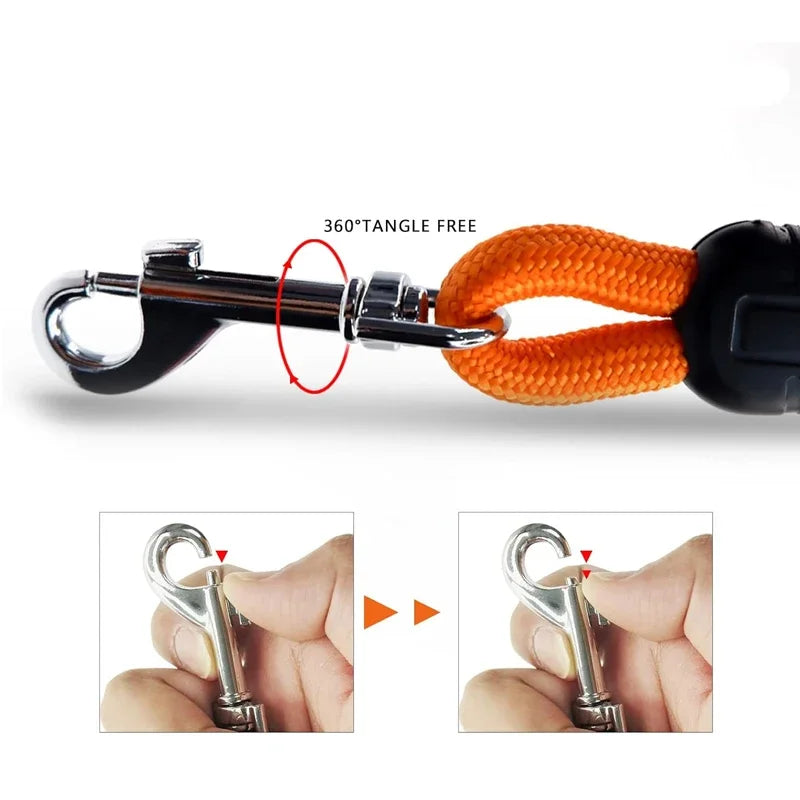 360 degree tangle-free swivel clip on the training leash