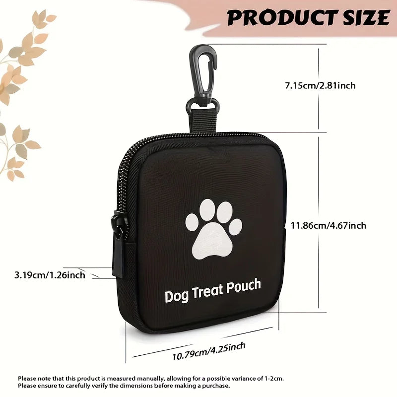 Dog treat pouch clipped to a waistband