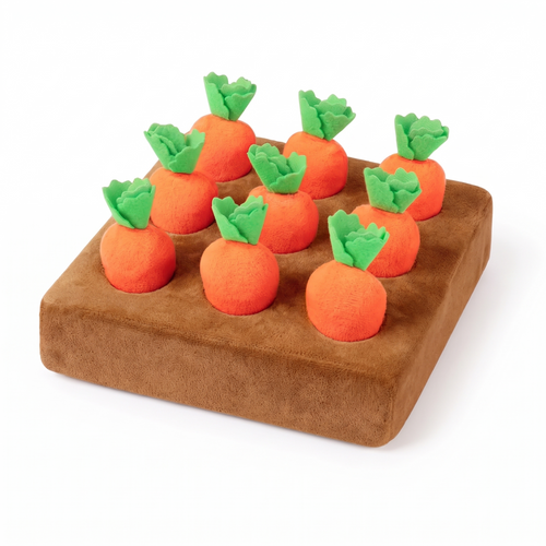 Carrot snuffle mat for dogs on a white background