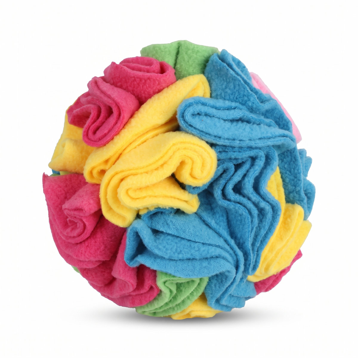 Rainbow fleece snuffle ball included in the New Puppy Starter Bundle
